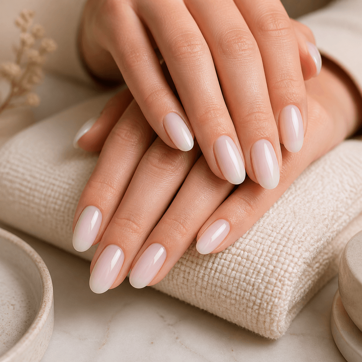 Milky BIAB manicure