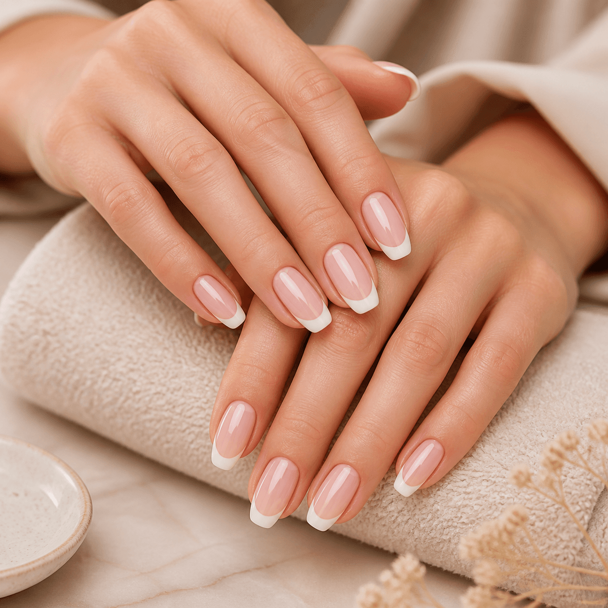 Soft French manicure