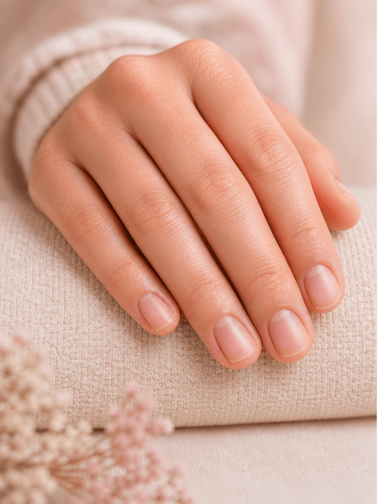 Natural nails before a BIAB manicure